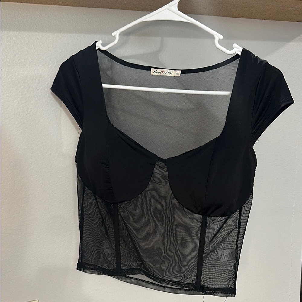 Heart Hips Black Mesh Blouse
